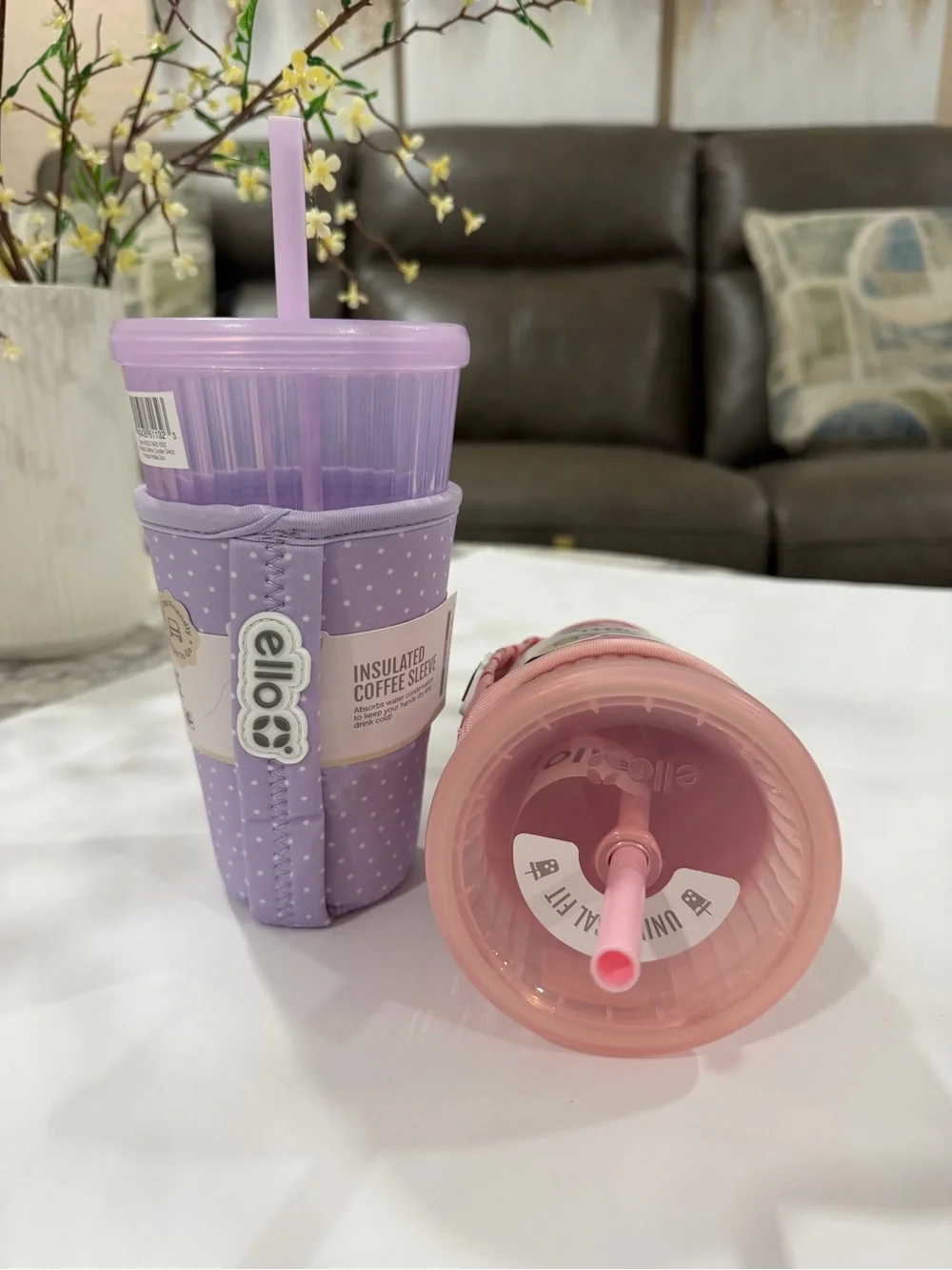 Elioz Insulated Reusable Tumbler with Straw — Pink Cherry